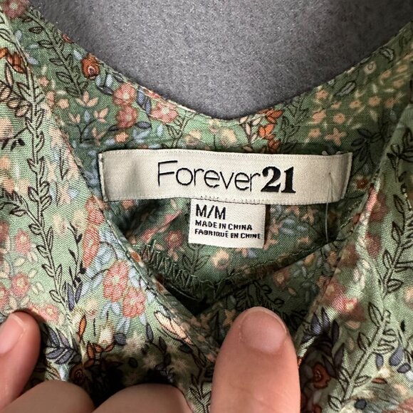 Forever 21 Womens Medium Green Floral Spaghetti Strap Light Summer Dress NWT - Picture 4 of 7
